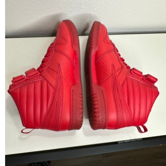 Fila Red Monochromatic F-14 High Top Casual Sneaker Shoe 8 - Picture 9 of 14